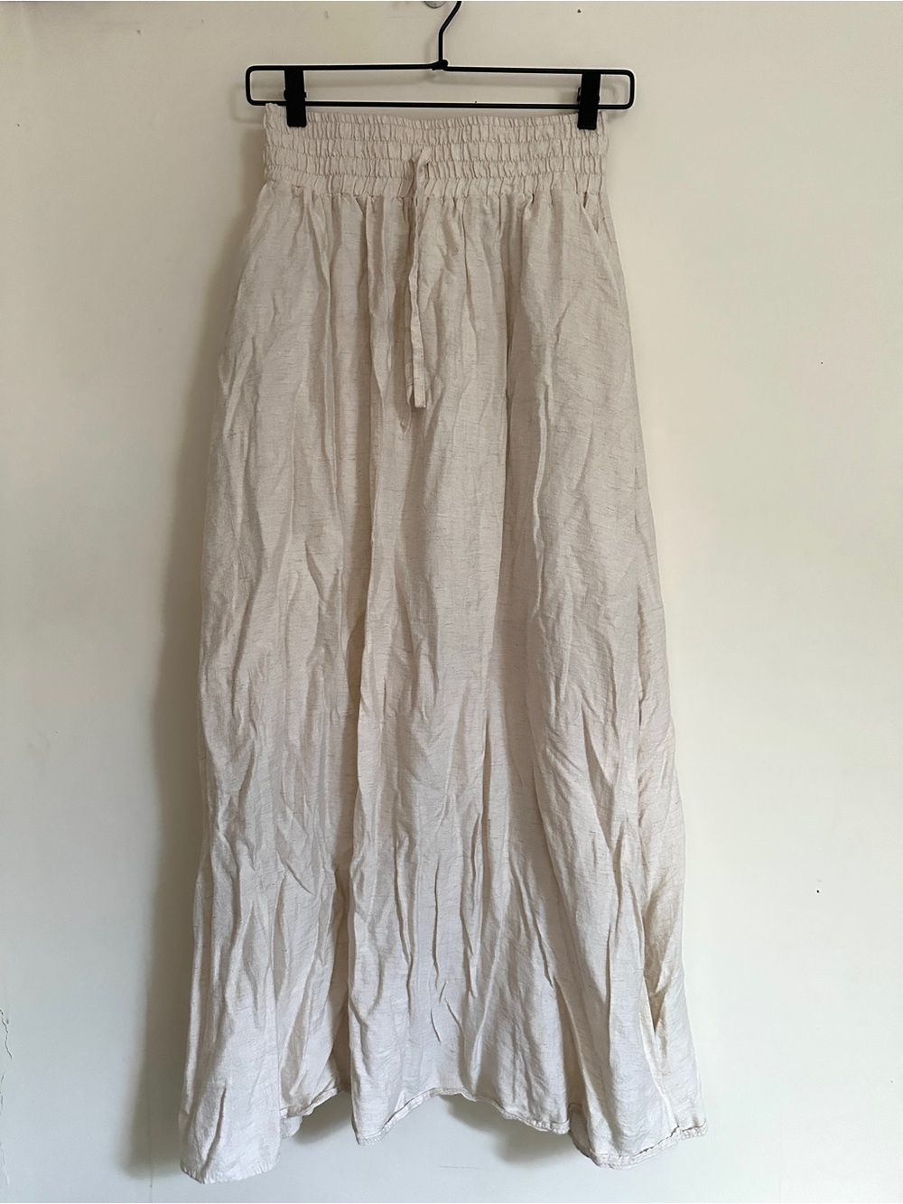 Flowy Cream Maxi Skirt with Smocked Waist